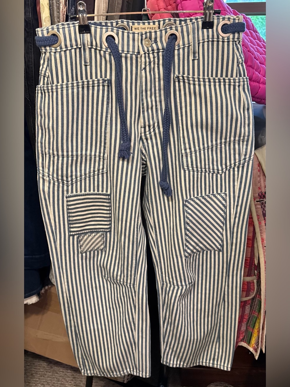NWOT Free People We The Free Moxie Railroad Low-Slung Jeans dark slate blue - 26 - Picture 8 of 11